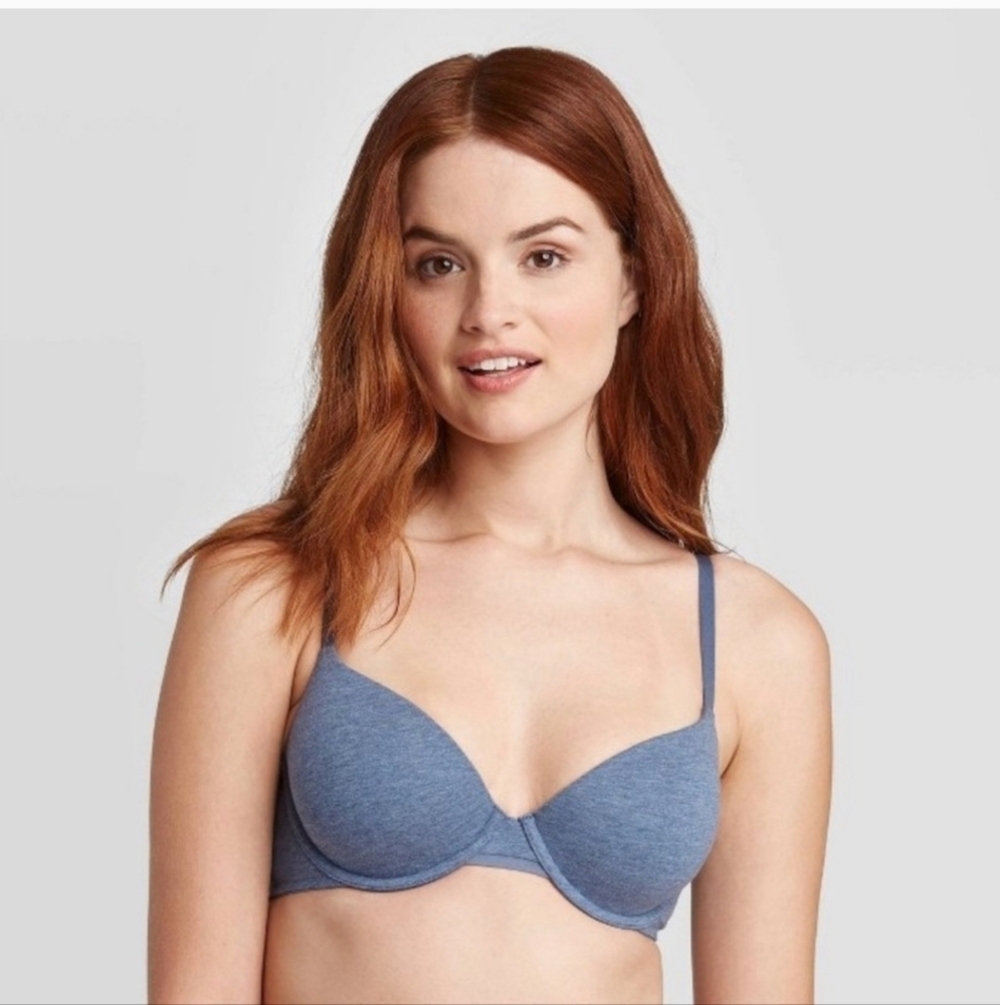 Auden Blue T-Shirt Bra with Molded Cups and Underwire Support - 36C